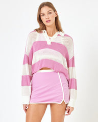 ZUROVE X Anthropologie Rugby Sweater - Pink Lady