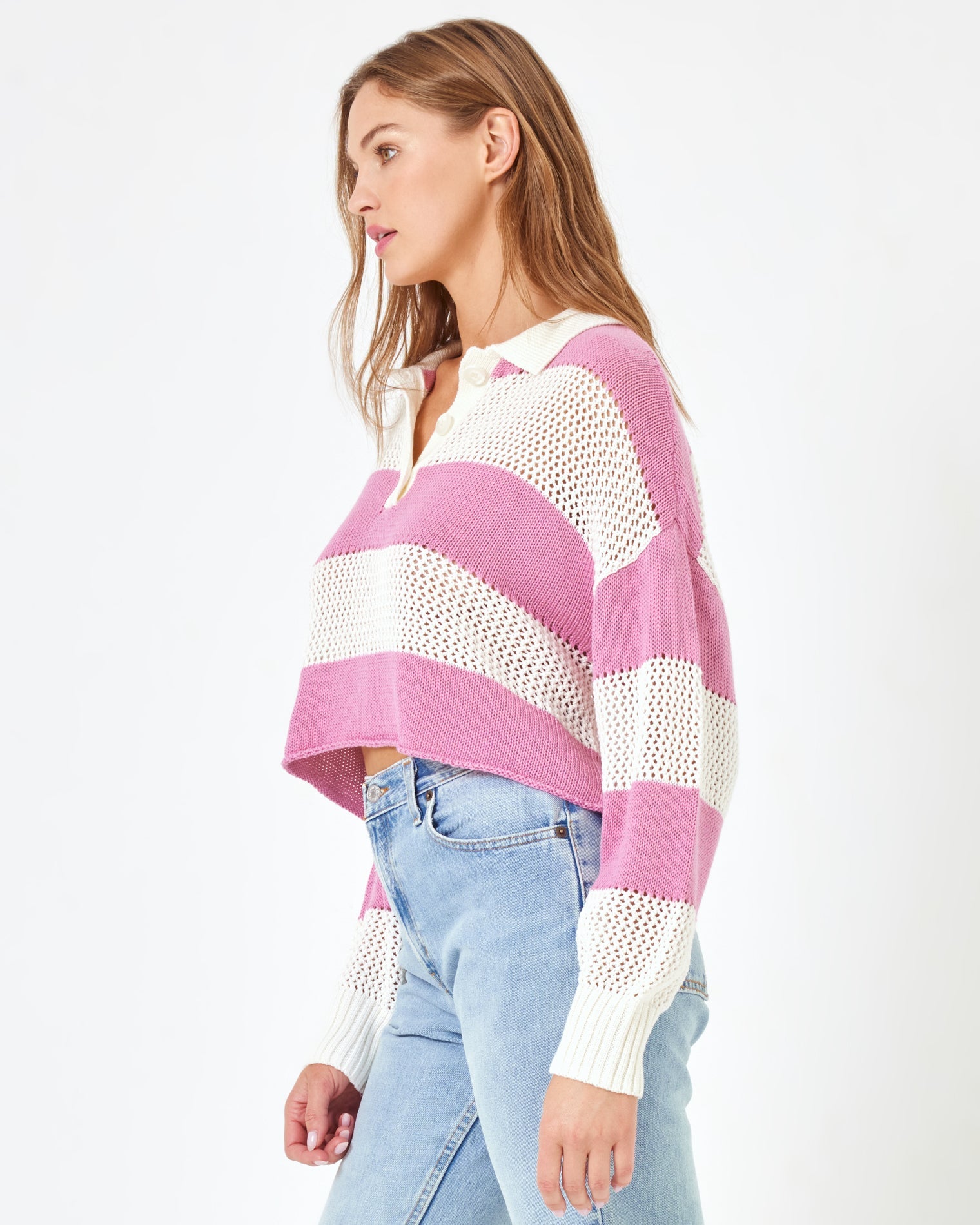 ZUROVE X Anthropologie Rugby Sweater - Pink Lady