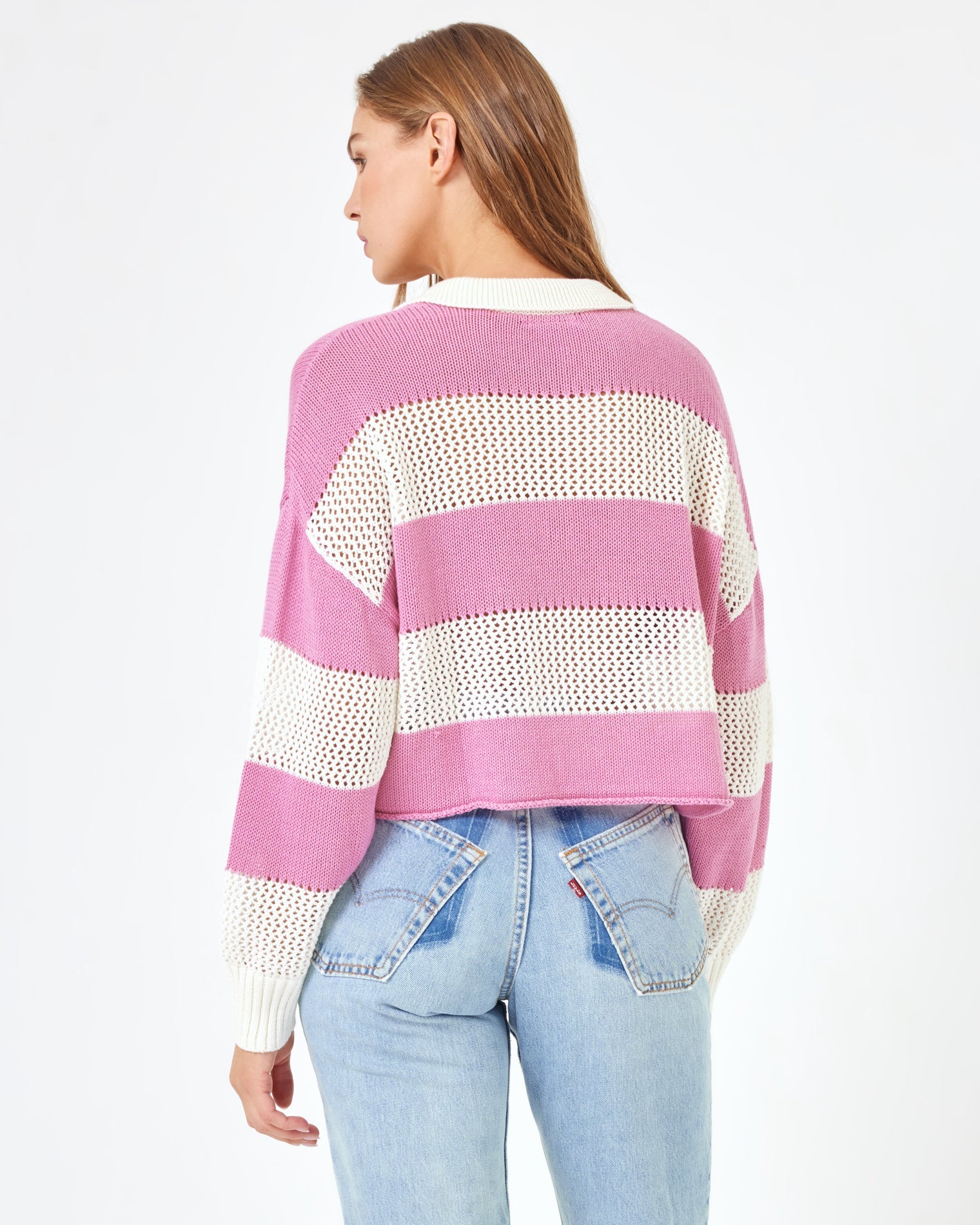 ZUROVE X Anthropologie Rugby Sweater - Pink Lady