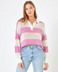 ZUROVE X Anthropologie Rugby Sweater - Pink Lady