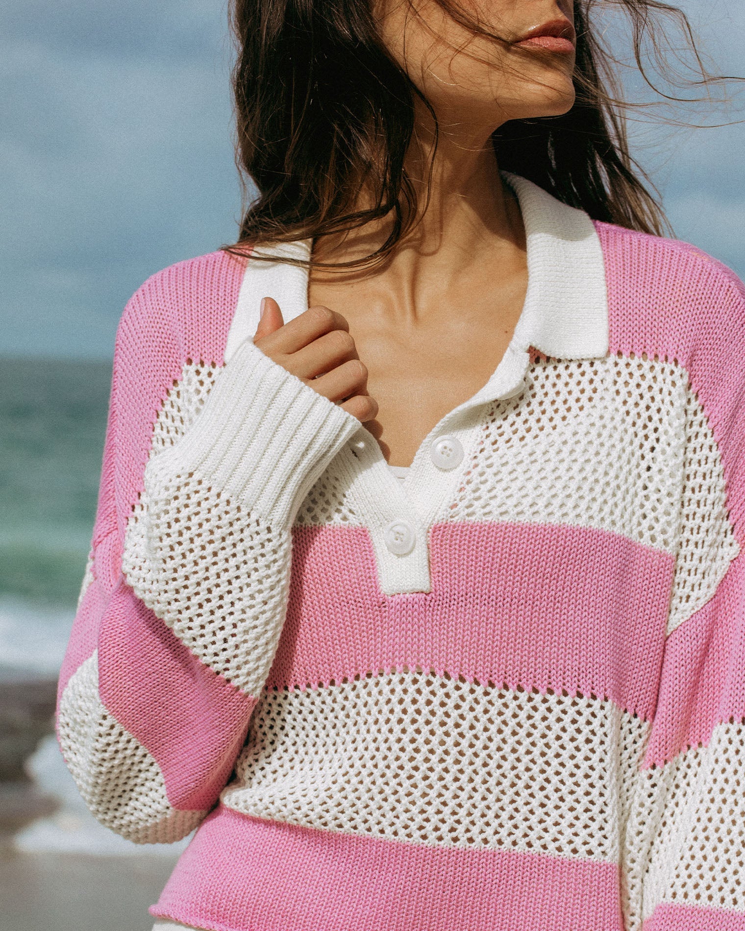 ZUROVE X Anthropologie Rugby Sweater - Pink Lady