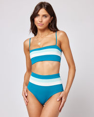 Rebel Stripe Bikini Top - Mediterranean-Cream-Pool