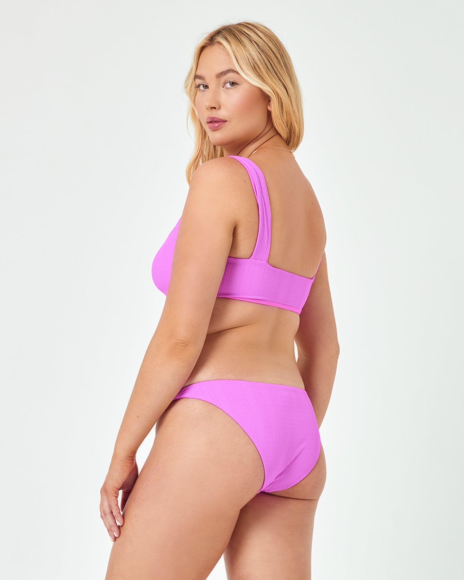 Pointelle Rib Willow Bikini Top - Bright Fuchsia