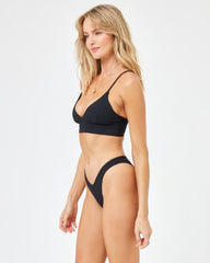 Pointelle Rib Winnie Bikini Top - Black