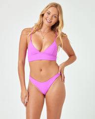 Pointelle Rib Winnie Bikini Top - Bright Fuchsia