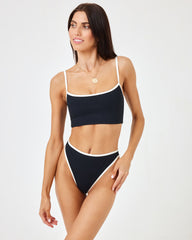 Ribbed Adalyn Bikini Top - Black-Cream