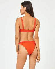 Ribbed Farrah Bikini Top - Pimento