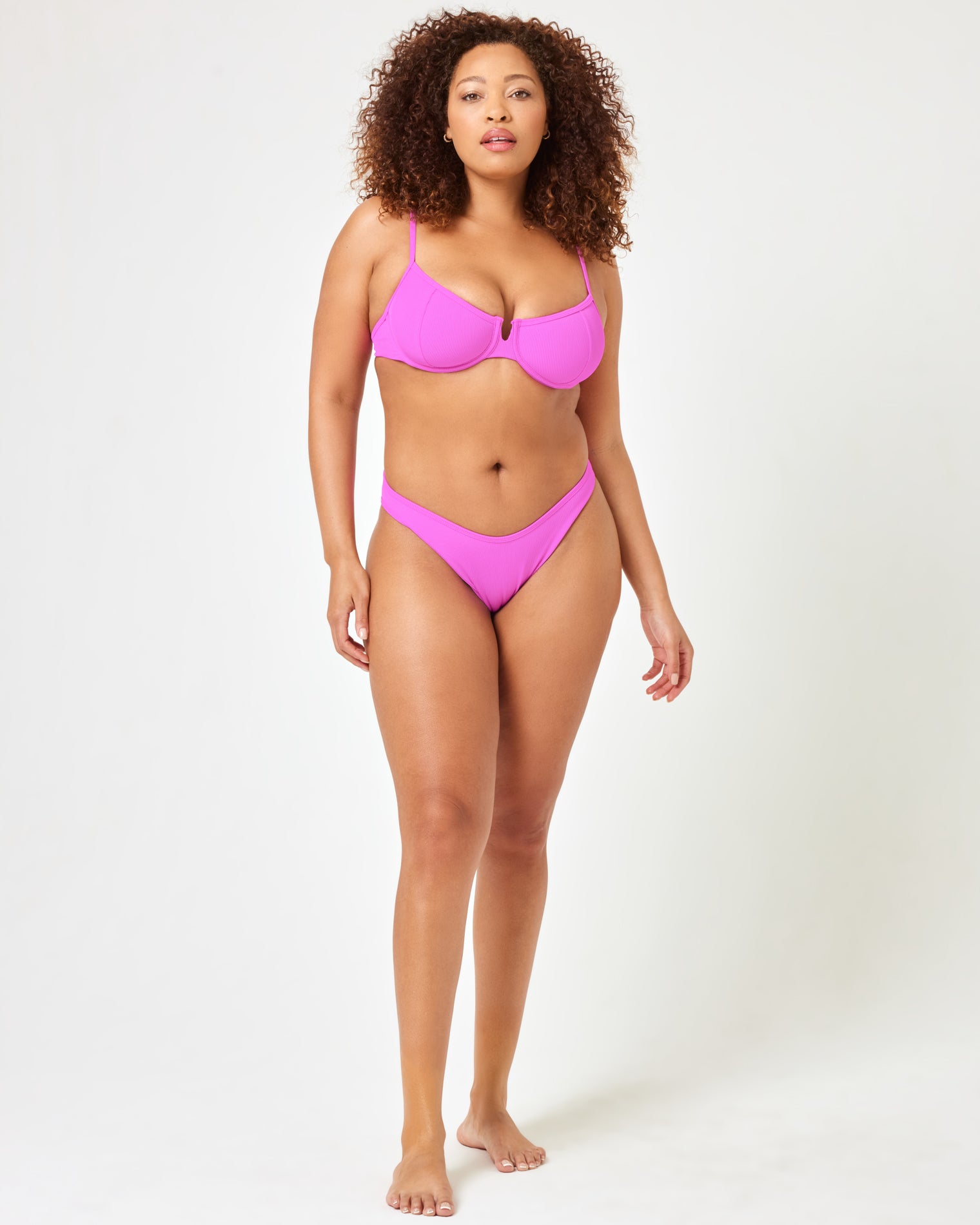 Ribbed Hunter Bikini Top - Bright Fuchsia